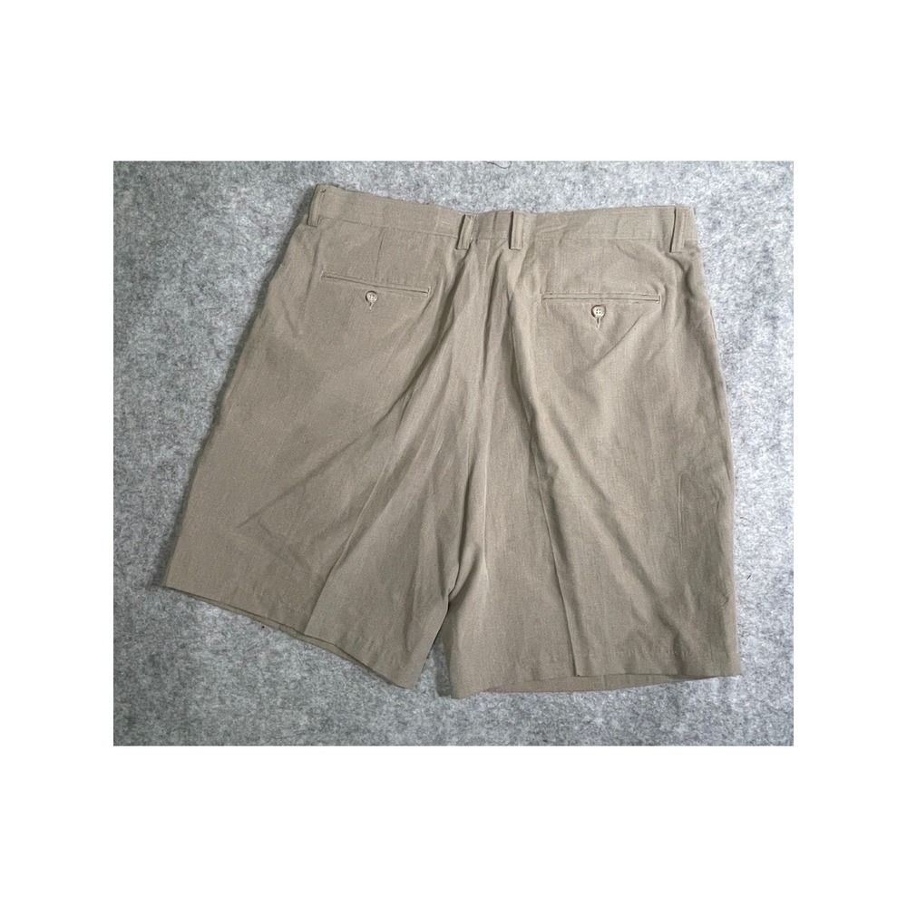 Geoffrey Beene Mens Khaki Tan Micro Texture Dress Shorts‎ Size 34 Rayon Blend